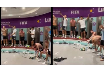 ஆட்டம், பாட்டத்துடன் வெற்றியை கொண்டாடிய அர்ஜென்டினா வீரர்கள்...! வைரலாகும் வீடியோ...!