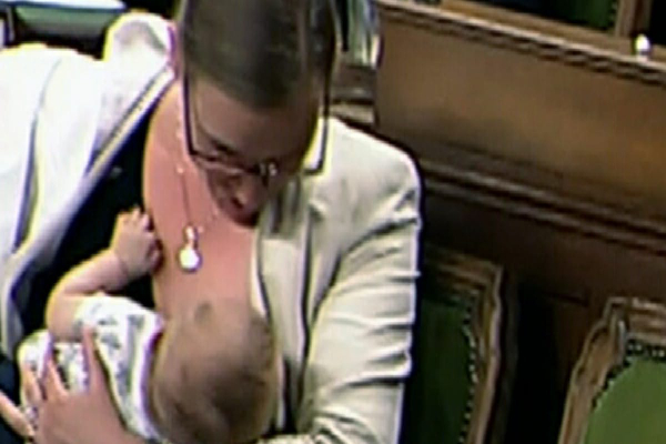 The mother breastfed the child in Parliament