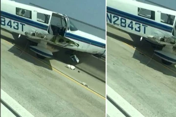 நெடுசாலையில் தரையிறங்கிய விமானம்...சான்டியோகோவில் இடம்பெற்ற சம்பவம்