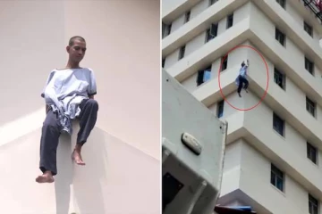 மருத்துவமனையின் 8வது மாடியில் இருந்து குதித்த நோயாளி: திக் திக் நிமிடத்தின் பரபரப்பு காட்சி