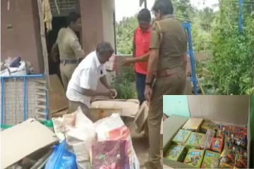 வீட்டில் பதுக்கி வைத்திருந்த பட்டாசு வெடிப்பொருட்கள் பறிமுதல் - போலீசார் நடவடிக்கை