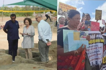 චෙම්මනි සමූහ මිනීවළ නිරීක්ෂණයට ආ EU නියෝජිතයන් හමුවේ උණුසුම් විරෝධතාවයක්