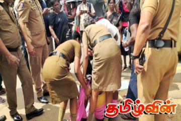 சுதந்திர தின எதிர்ப்பு போராட்டத்தில் மயங்கி விழுந்த தாய்! அவசர உதவி வழங்கிய பொலிஸார்