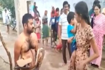 2வது திருமணம் - கணவனை மின்கம்பத்தில் கட்டி அடி பின்னி எடுத்த மனைவி!