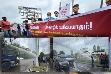 நாடாளுமன்றம் முன்பாக பதற்றம்: போராட்டகாரர்கள் மீது நீர்தாரை பிரயோகம்