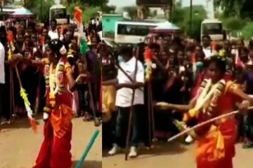 திருமண ஊர்வலத்தில் மணக்கோலத்தில் மணப்பெண் செய்த பிரமிக்க வைக்கும் செயல்! பலரின் பாராட்டுகளை பெற்ற வீடியோ