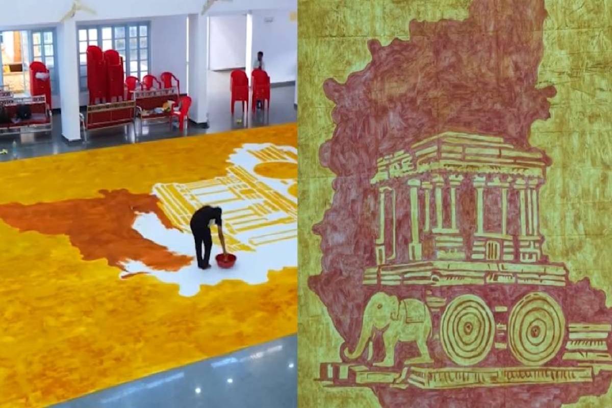 மசாலாப் பொருட்களால் உருவான பிரம்மாண்ட ஓவியம் - உலக சாதனை படைத்த இந்தியக் கலைஞர்! | Spices Instead Paints Indian Artist World Record