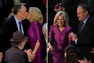 கமலா ஹாரிசின் கணவருக்கு முத்தம் கொடுத்த ஜில் பைடன்!