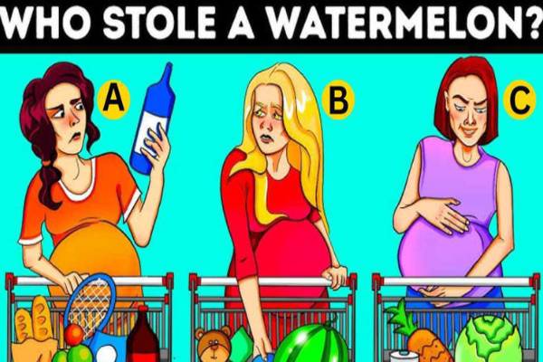 IQ Test: கர்ப்பிணியாக நடிப்பவர் யார்? 5 வினாடிகளில் புதிரை கண்டுபிடிங்க | Brain Teaser Who Stole A Watermelon