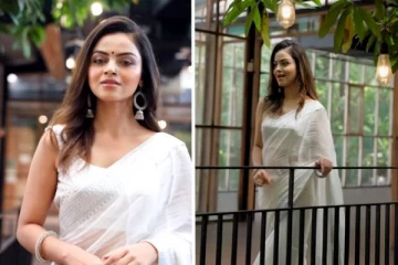 வெள்ளை சேலையில் நெட்டிசன்களை சுண்டியிழுக்கும் சூப்பர் சிங்கர் பூஜா