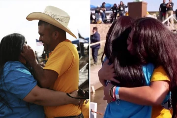 அமெரிக்கா - மெக்சிகோ எல்லையில் 6 நிமிடங்கள் சந்தித்து கொண்ட உறவினர்கள்!