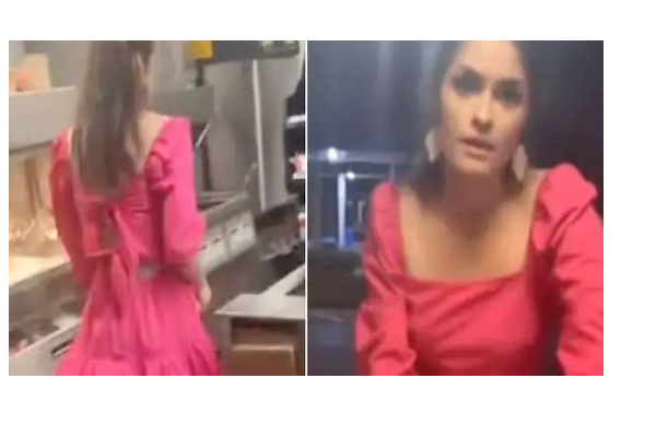 ஆர்டரை மறுத்த உணவகம்... ஏறி குதித்து இளம்பெண் செய்த சம்பவம்; வைரல் வீடியோ! | Young Girl Drive Thru Mcdonalds Kitchen To Coo