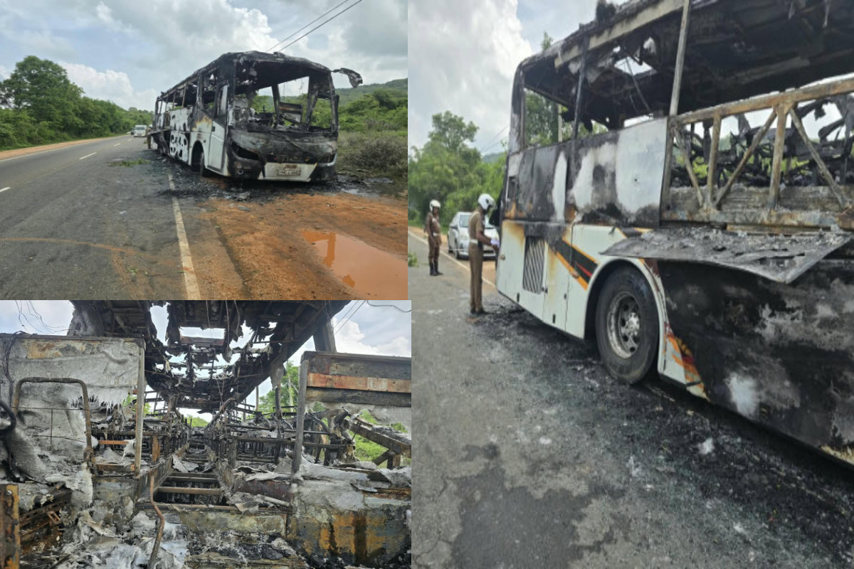 கொழும்புக்கு சென்ற தனியார் சொகுசு பேருந்து முற்றாக தீக்கிரை! | Private Luxury Bus Bound Colombo Gutted By Fire