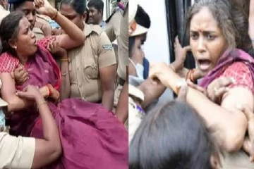 பரபரப்பான காங்கிரஸ் போராட்டம் : எம்பி ஜோதிமணியை  குண்டுகட்டாக தூக்கிச் சென்ற காவல்துறை