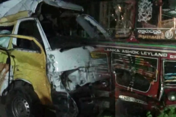 புத்தளத்தில் வானொன்று பேருந்துடன் மோதி விபத்து! இருவர் காயம் (Photos)