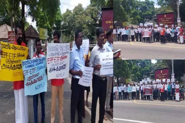 மக்களின் ஓய்வூதியச் சேமிப்பினை அனுமதியின்றி பயன்படுத்த முயலும் அரசாங்கம்: யாழில் வீதிக்கு இறங்கி போராட்டம் (video)