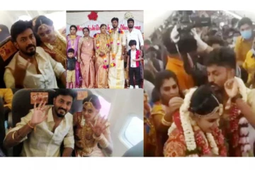 பறக்கும் விமானத்தில் திருமணம் செய்து சிக்கலில் மாட்டிய ஜோடி!