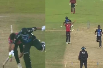 பவுலர் கேட்ச் பிடிக்கும்போது இடையூறு செய்த துடுப்பாட்ட வீரர்: அவுட் கொடுத்து அதிர்ச்சியளித்த நடுவர் (வீடியோ)