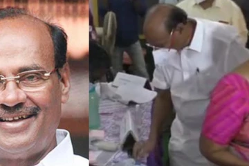 தனது மனைவியுடன் வந்து வாக்களித்தார் பாமக நிறுவனர் ராமதாஸ்