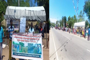 "வழங்கிய வாக்குறுதி எல்லாம் பொய்யுறுதி" பண்ணையாளர்கள் சிதர் தேங்காய் அடித்து போராட்டம்! (படங்கள்)