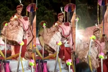 திருமணத்தின் போது கீழே விழுந்து மண்ணை கவ்விய மணமகன்! அதிர்ச்சியில் உறைந்த நெட்டிசன்கள்...