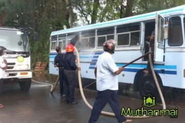 யாழில் திடீரென தீப்பற்றி எரிந்த பேருந்து