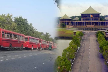 நாடாளுமன்ற வீதியை முடக்கியுள்ள போக்குவரத்துச் சபை பேருந்துகளின் வரிசை