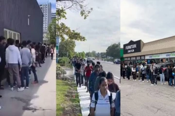 கனடாவில் பிரபல உணவகம் முன் வேலை வாய்ப்புக்காக வரிசையில் நின்ற மாணவர்கள்! வீடியோ