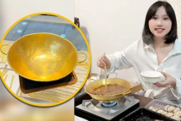 தங்க கடாயில் சமையல் செய்யும் சீன பெண்; சமூகவலைத்தளங்களில் வைரல்!