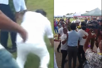රණවිරු ස්මාරකය අසළ උණුසුම් තත්ත්වයක් - පුෂ්පෝපහාර දක්වන්න ගිය විමල් පොලීසිය එක්ක හැප්පෙන්න ගිහින් බිම වැටෙයි..අධිකරණ ක්‍රියාමාර්ග [VIDEO]