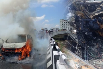 சென்னை மேம்பாலத்தில் பற்றி எரிந்த கார் - உடல் கருகி ஒருவர் பலி!