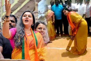 புடவையில் கிரிக்கெட் விளையாடி அசத்திய நடிகை நமீதா - வைரலாகும் வீடியோ