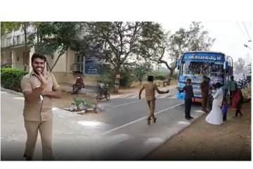 பயணிகள் அனுமதியுடன் பஸ்ஸை நிறுத்திவிட்டு ஓட்டுப்போட்ட டிரைவர் - வைரலாகும் வீடியோ