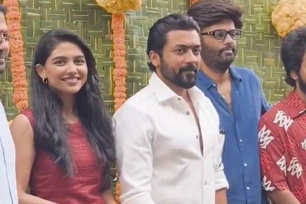 சூர்யா 46 படத்தின் பூஜை.. சூர்யாவிற்கு ஜோடியாக நடிக்கும் மமிதா பைஜூ! வீடியோ இதோ | Suriya 46 Movie Poojai Video