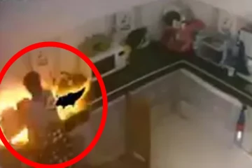 எரிவாயு அடுப்பு தீப்பற்றி வெடிக்கும் காட்சி: வெளியான சிசிடிவி காணொளி