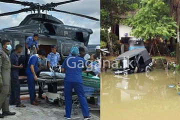 රෝහලේ කොටු වූ ගැබිණි මව්වරුන් සහ රෝගීන් උඩු ගුවනින් බේරා ගත් මෙහෙයුම.