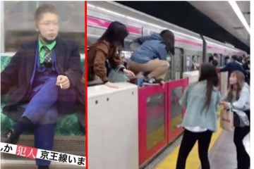 ஓடும் ரயிலில் புகுந்த சைகோ ஜோக்கர் - அலறி அடித்து ஓடிய பயணிகள்: பதைபதைக்கும் வீடியோ!