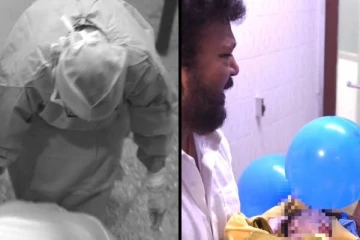 மருத்துவர் காலில் விழுந்த கணவர்- குழந்தையை கையில் ஏந்தியப்படி வெளியான காணொளி