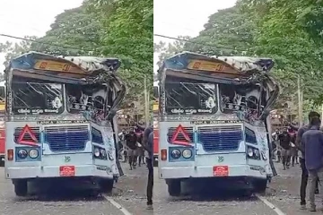 இரண்டு பஸ்கள் மோதி விபத்து ; 5 பேர் காயம்