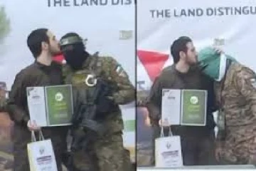 விடுதலையின்போது ஹமாஸ் உறுப்பினர்களுக்கு முத்தமிட்ட இஸ்ரேலிய பிணைக்கைதி(வைரலாகும் காணொளி)