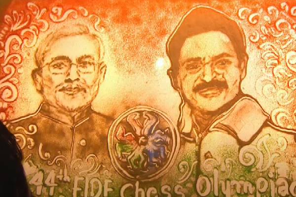 # Chess Olympiad 2022 : மணல் சிற்பத்தில் ஜொலித்த பிரதமர் மற்றும் முதலமைச்சர் | Chess Olympiad 2022 Narendramodi Stalin