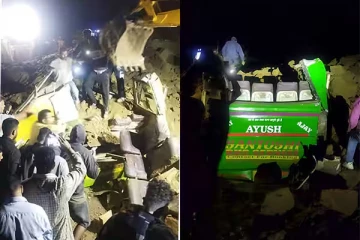 இந்தியாவில் துயரம் : வீதியில் சென்ற பேருந்து மீது சரிந்து விழுந்தது மலை : பலர் பலி