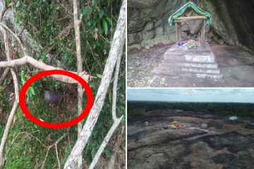 வெடுக்குநாறி மலையில் உடைத்து எறியப்பட்ட ஆதிலிங்கேஸ்வரர் ஆலய விக்கிரகங்கள் (படங்கள்)