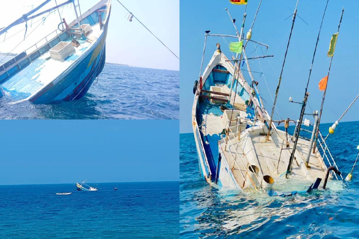 சாய்ந்தமருது கடலில் மூழ்கிய ஆழ்கடல் மீன்பிடிப் படகு | Deep Sea Fishing Boat Sunk In The Sainthamaruthu