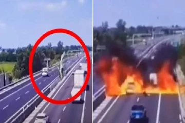 தலைகுப்புற விழுந்த விமானம் - பயங்கரமாக கிளம்பிய தீப்பிழம்பு!