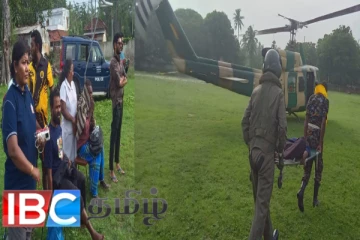 நெடுந்தீவிலிருந்து உலங்கு வானூர்தியில் அழைத்து வரப்பட்ட நோயாளர்கள்