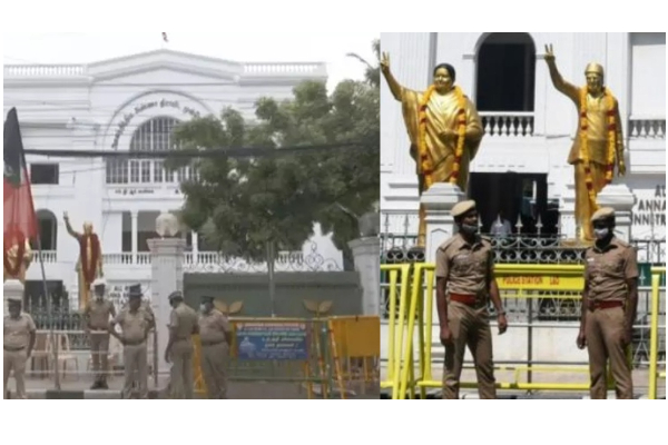 அதிமுக தலைமை அலுவலகத்திற்கு பலத்த போலீஸ் பாதுகாப்பு - மீண்டும் அச்சுறுத்தலா? - தமிழ்நாடு