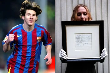 மெஸ்ஸி கையெழுத்திட்ட Napkin., கோடிக்கணக்கில் ஏலத்தில் விற்பனை