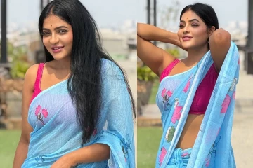 சேலையில் ரசிகர்களை வாய் பிளக்க வைக்கும் நடிகை ரேஷ்மா!! புகைப்படங்கள்...