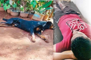 සුනඛයෙකුට සහ උසස් පෙළ පාසල් සිසුවෙකුට නිවසට පැමිණ පොලීසිය වෙඩි තබයි..සුනඛයා මියයයි..(PHOTOS)